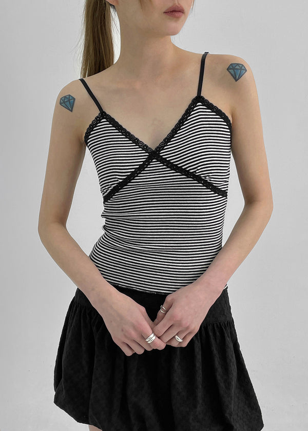 Verner Stripe Lace Strap Sleeveless