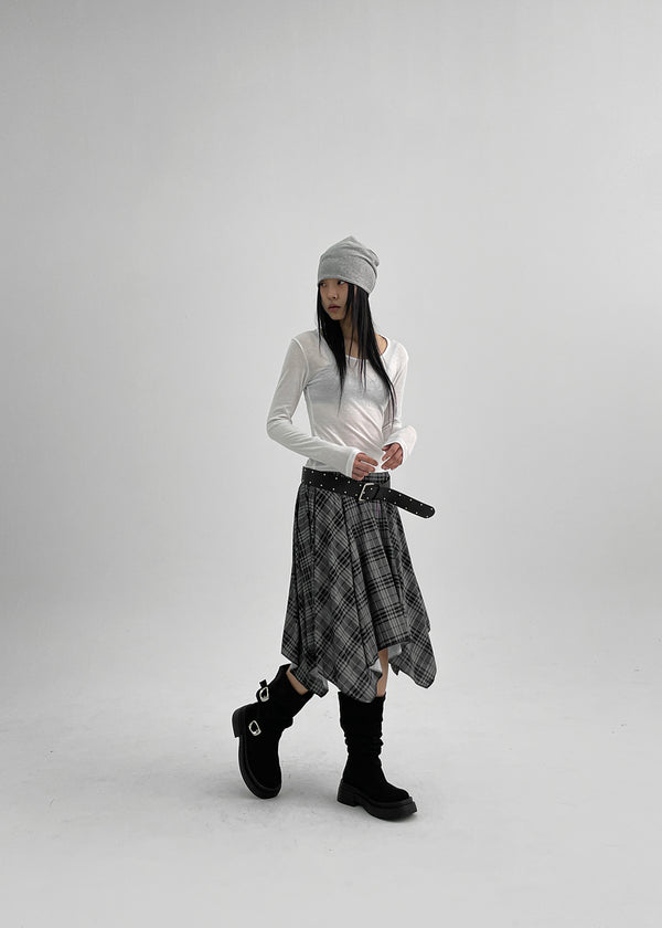 Beeoping Buckle Suede Long Boots