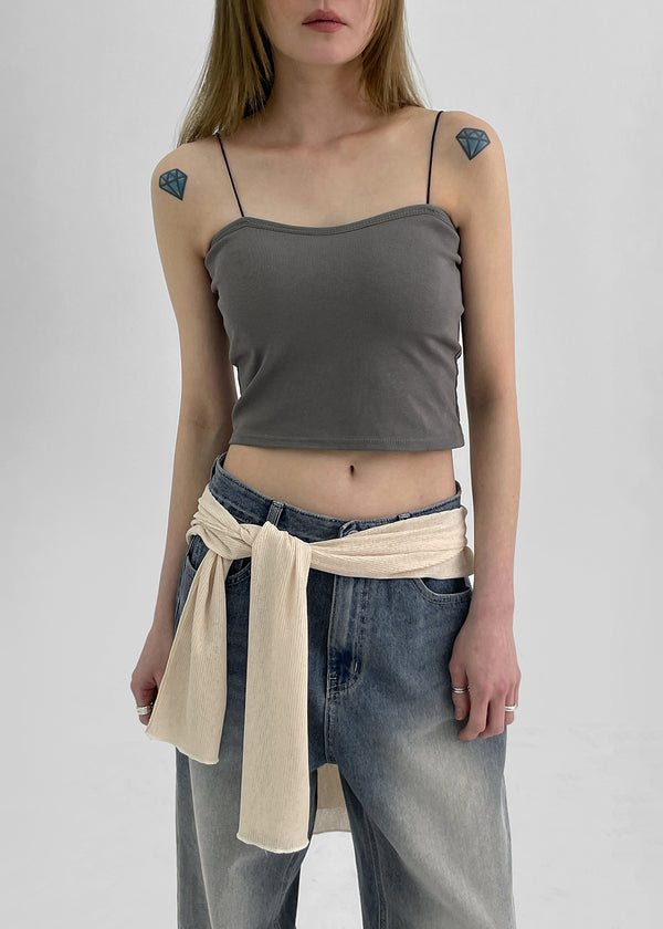 Judeal Crop Strap Sleeveless (Built-in Cap)