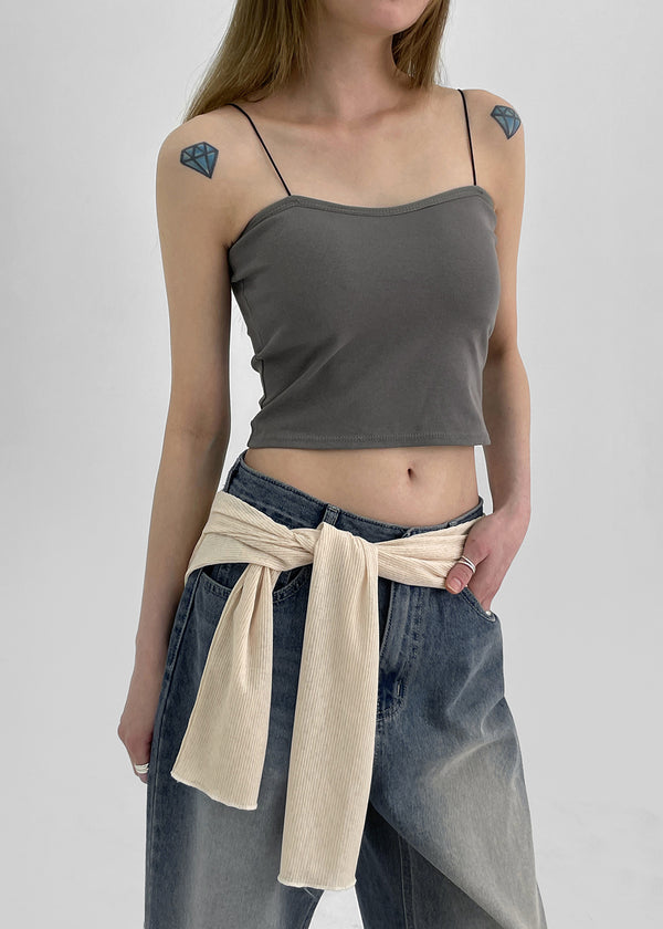 Judeal Crop Strap Sleeveless (Built-in Cap)