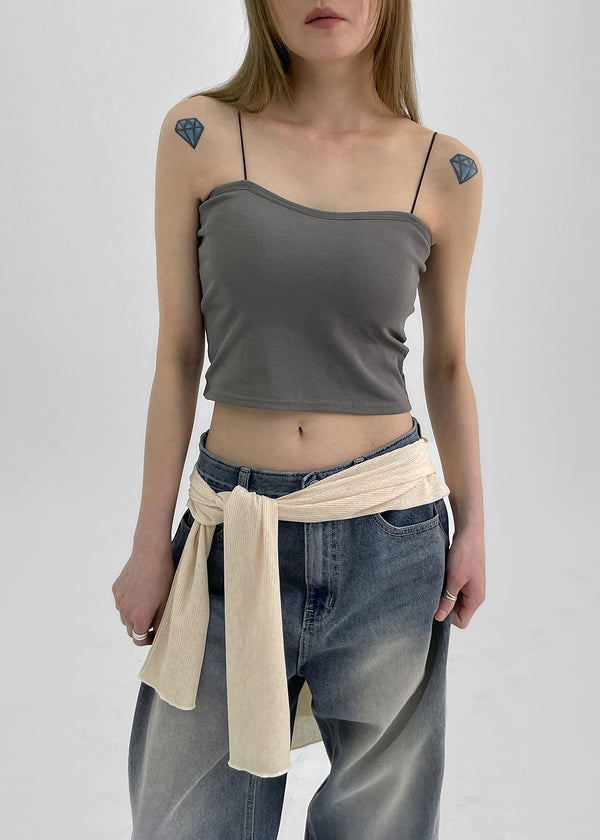 Judeal Crop Strap Sleeveless (Built-in Cap)