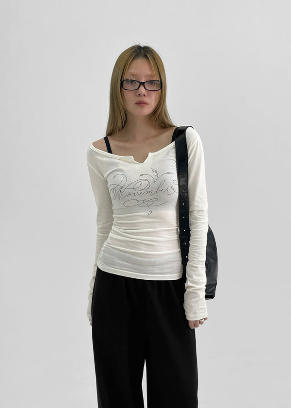 Soldin Lettering Two-Way Long Sleeve T-shirt