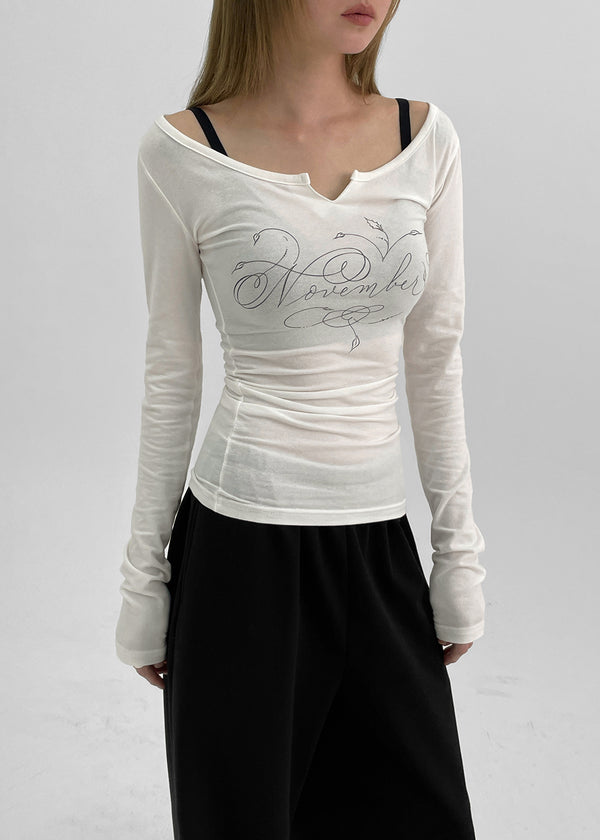 Soldin Lettering Two-Way Long Sleeve T-shirt