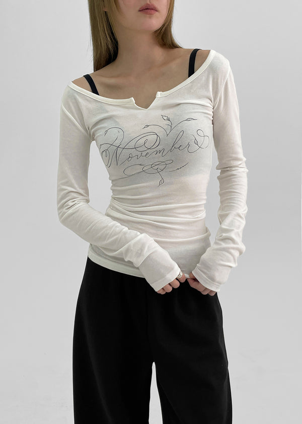 Soldin Lettering Two-Way Long Sleeve T-shirt