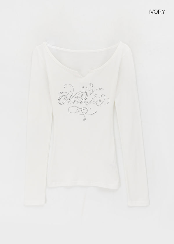 Soldin Lettering Two-Way Long Sleeve T-shirt