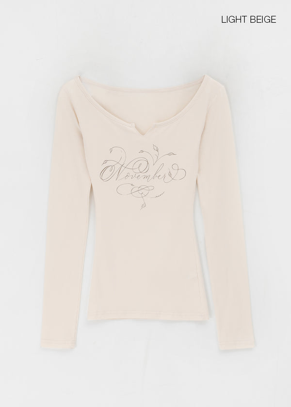 Soldin Lettering Two-Way Long Sleeve T-shirt