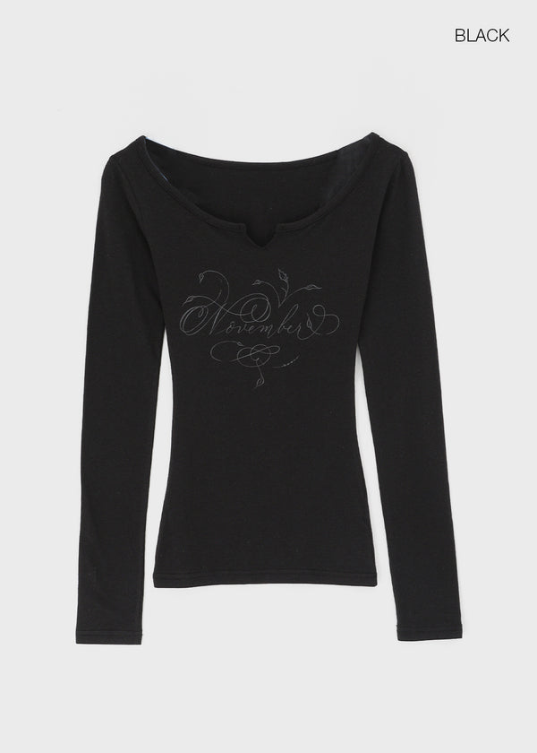 Soldin Lettering Two-Way Long Sleeve T-shirt