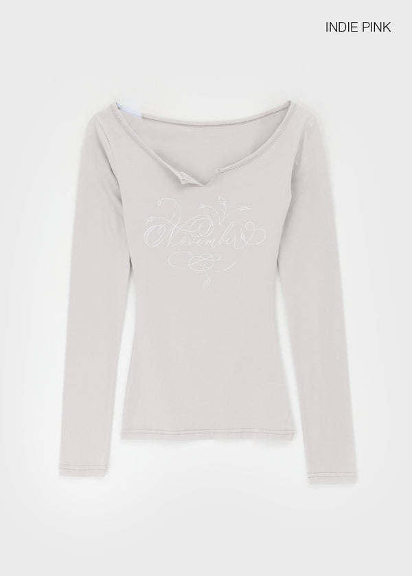 Soldin Lettering Two-Way Long Sleeve T-shirt
