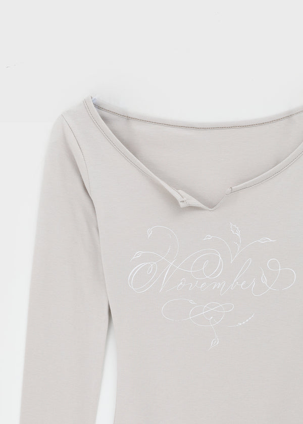 Soldin Lettering Two-Way Long Sleeve T-shirt