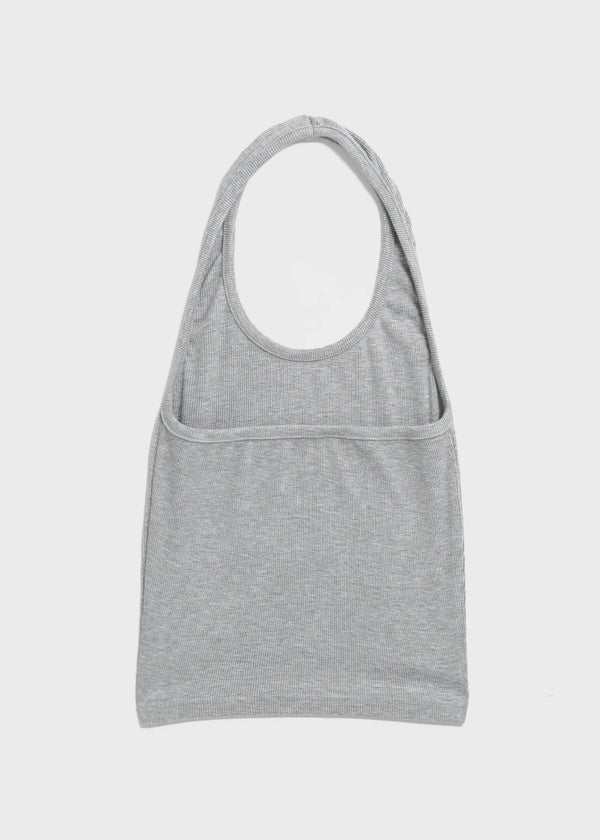 Lyles Semi-Crop Ribbed Halter Sleeveless