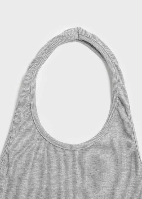 Lyles Semi-Crop Ribbed Halter Sleeveless