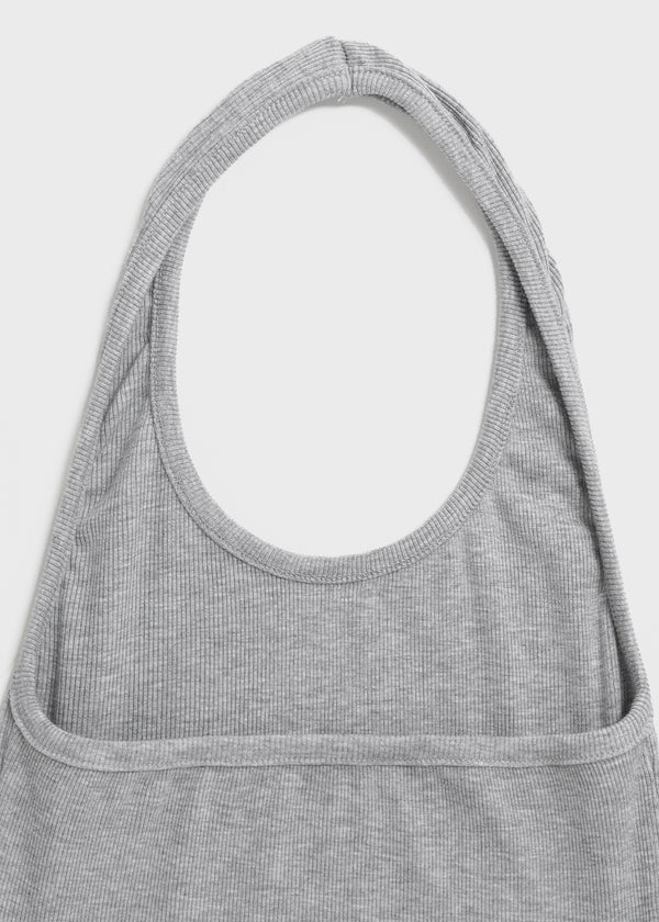 Lyles Semi-Crop Ribbed Halter Sleeveless