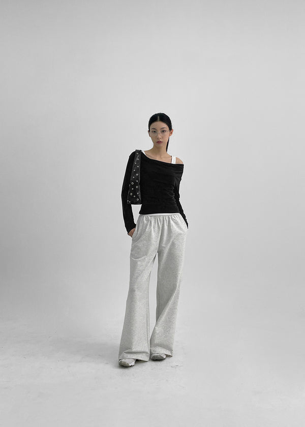 Kamkam Drape Off-Shoulder Long Sleeve T-shirt