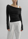 Kamkam Drape Off-Shoulder Long Sleeve T-shirt
