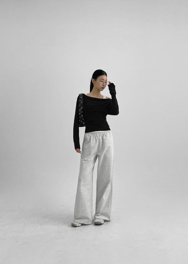 Kamkam Drape Off-Shoulder Long Sleeve T-shirt