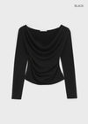 Kamkam Drape Off-Shoulder Long Sleeve T-shirt