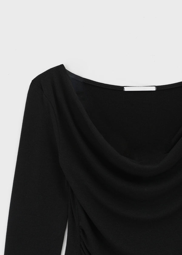 Kamkam Drape Off-Shoulder Long Sleeve T-shirt