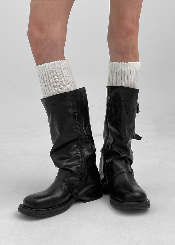 Shuraki Buckle Warmers Middle Boots (Cow Leather)