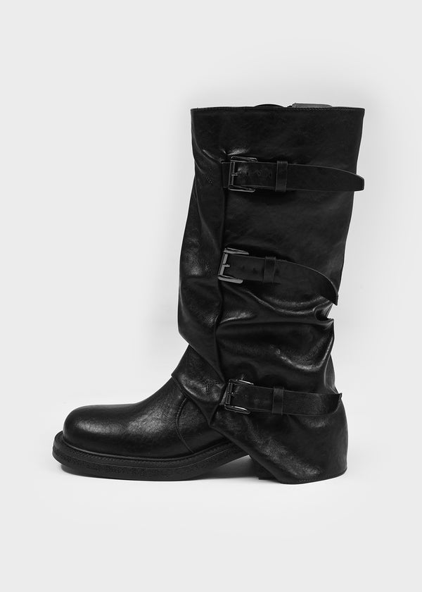 Shuraki Buckle Warmers Middle Boots (Cow Leather)