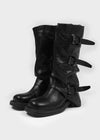 Shuraki Buckle Warmers Middle Boots (Cow Leather)