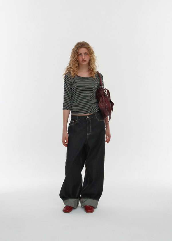 Widusson Non-Fade Balloon Wide Denim Pants