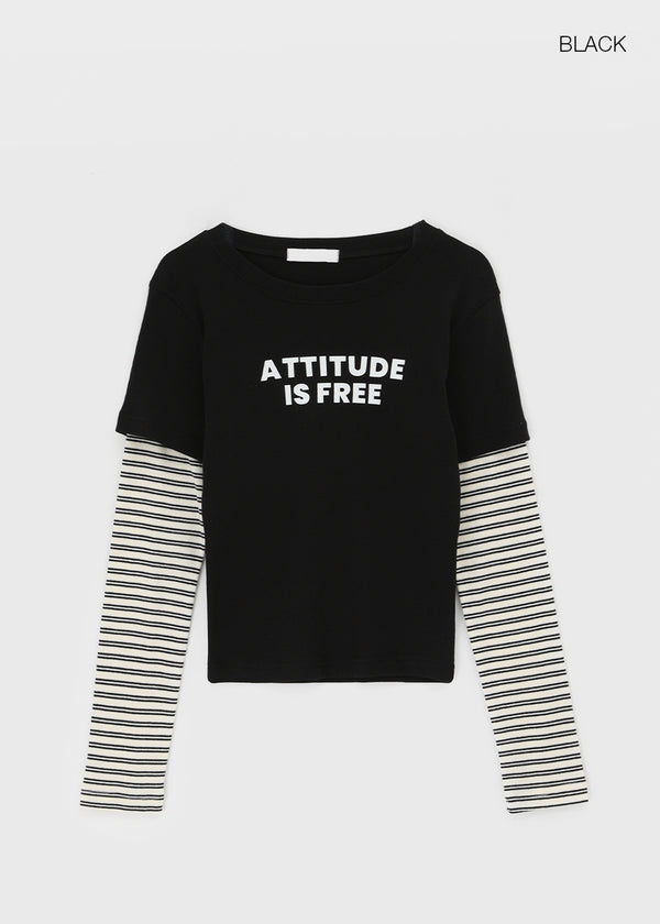 Cohing Stripe Graphic Layered Long Sleeve Tee