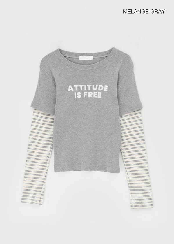 Cohing Stripe Graphic Layered Long Sleeve Tee
