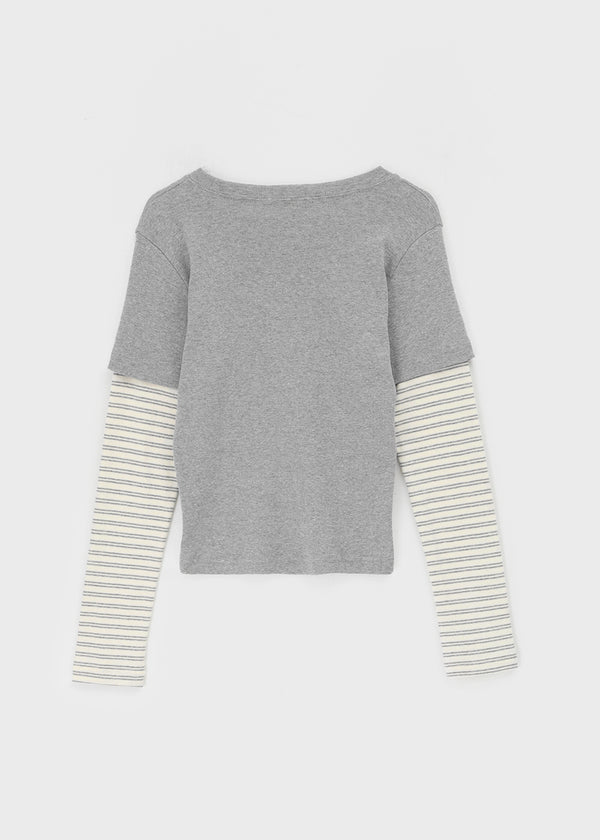 Cohing Stripe Graphic Layered Long Sleeve Tee
