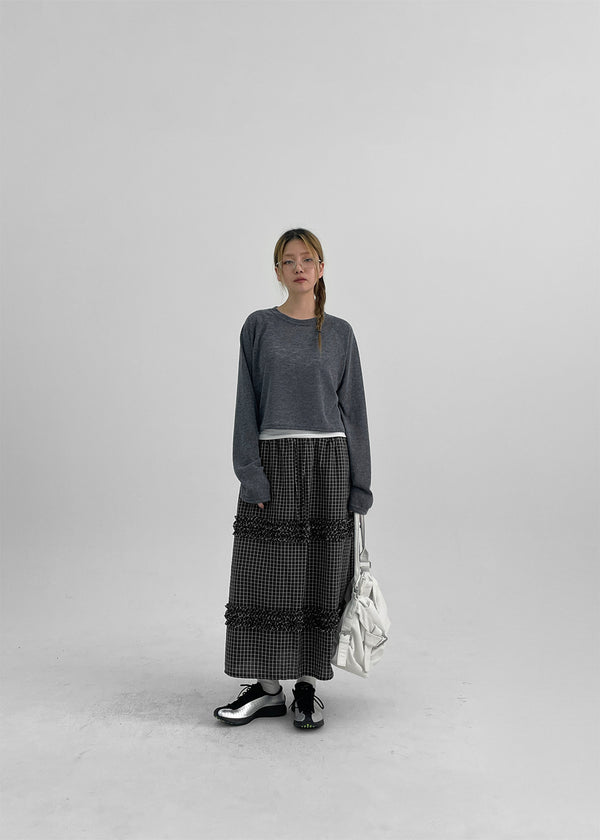 Sheito Check Frill Long Skirt
