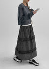 Sheito Check Frill Long Skirt