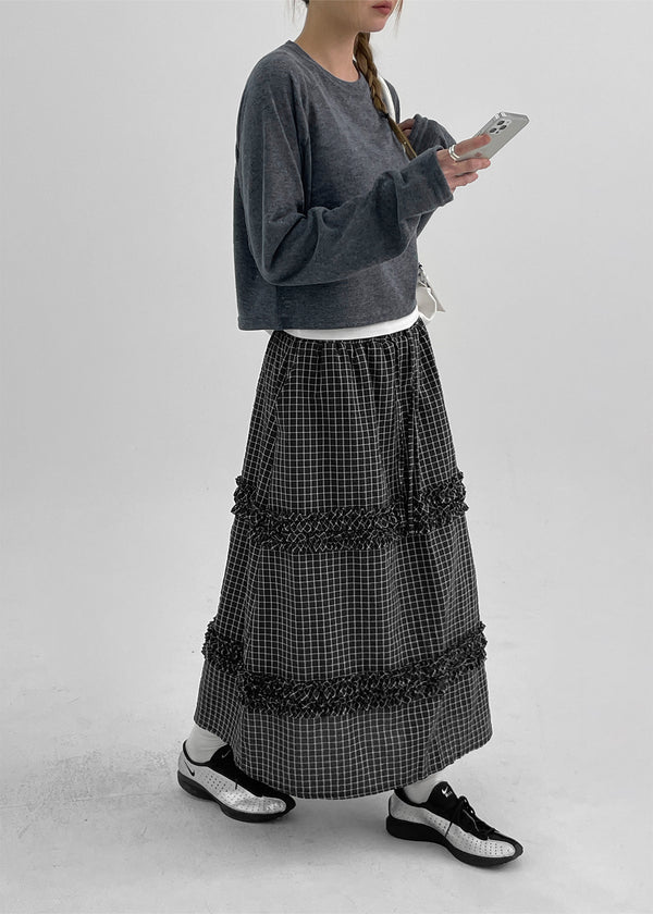 Sheito Check Frill Long Skirt