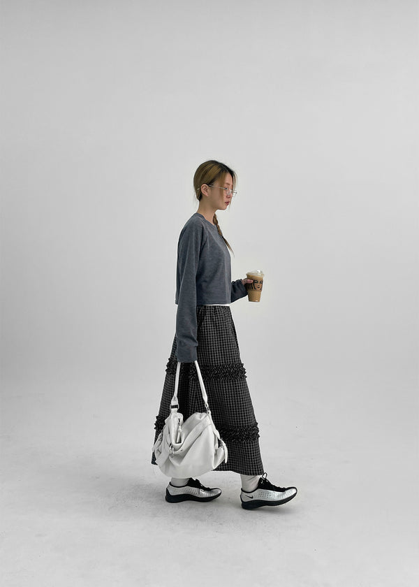 Sheito Check Frill Long Skirt