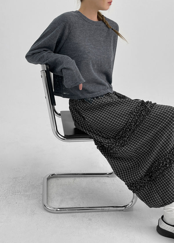 Sheito Check Frill Long Skirt