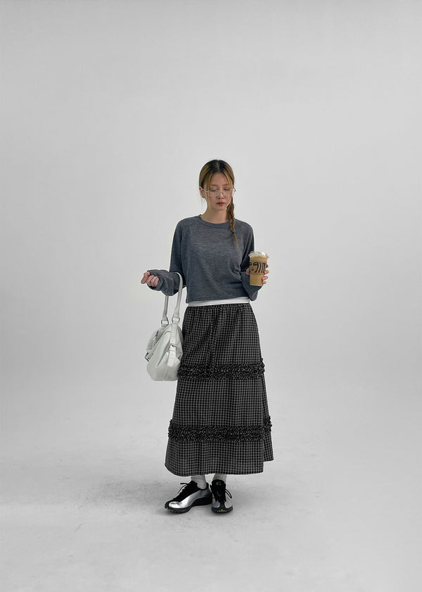 Sheito Check Frill Long Skirt