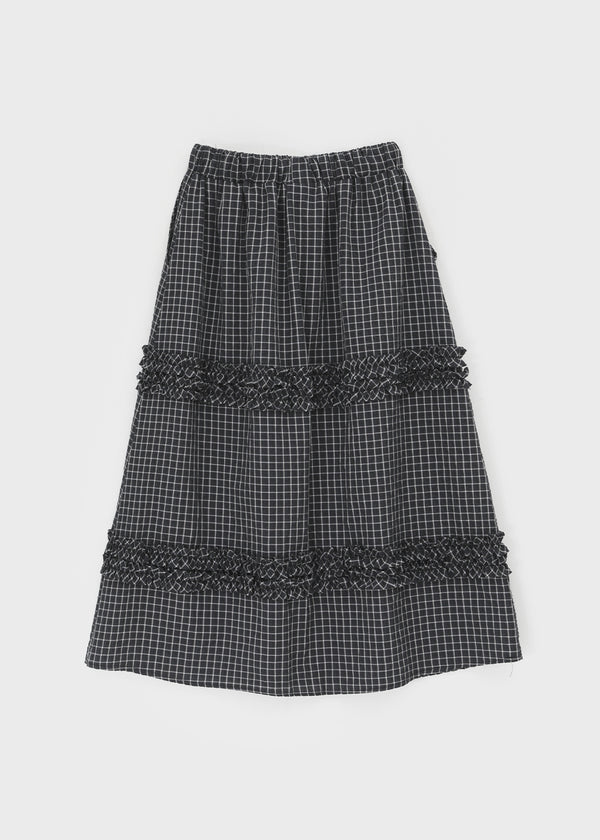 Sheito Check Frill Long Skirt
