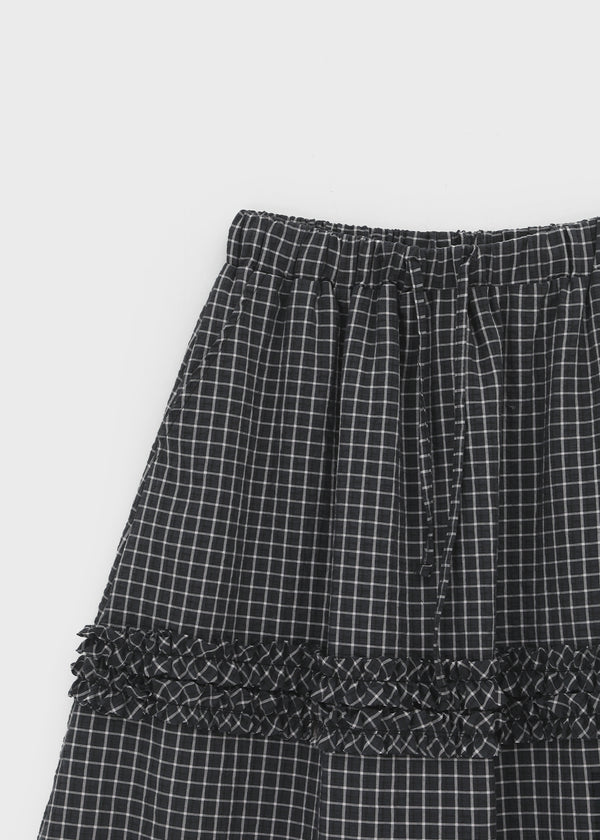 Sheito Check Frill Long Skirt