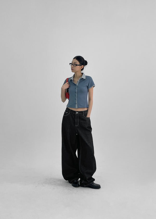 Widusson Non-Fade Balloon Wide Denim Pants