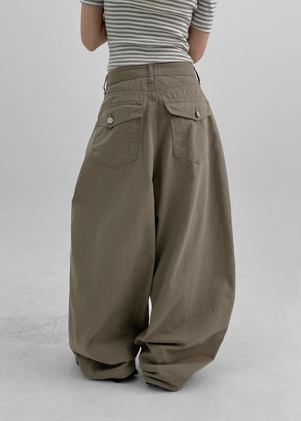 Fulton Back Pocket Balloon Wide Cotton Pants