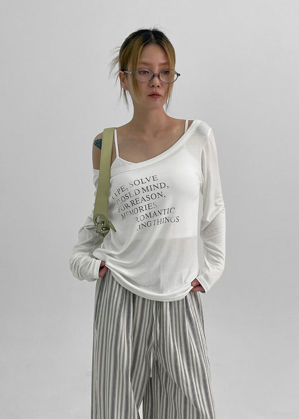 Pollem Lettering Off-Shoulder Long Sleeve