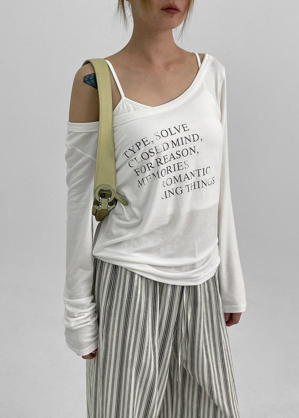 Pollem Lettering Off-Shoulder Long Sleeve