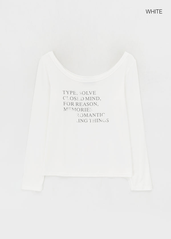 Pollem Lettering Off-Shoulder Long Sleeve