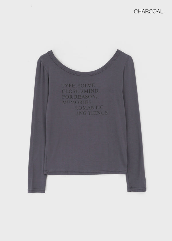 Pollem Lettering Off-Shoulder Long Sleeve