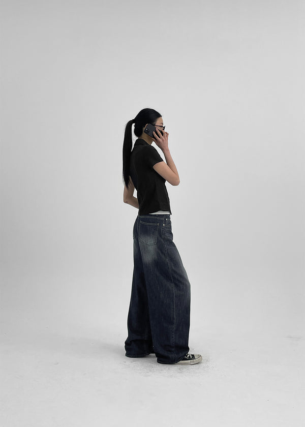 Elton Summer Washing Wide Denim Pants