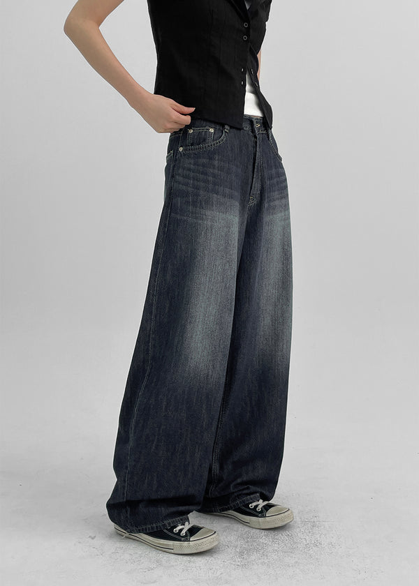 Elton Summer Washing Wide Denim Pants