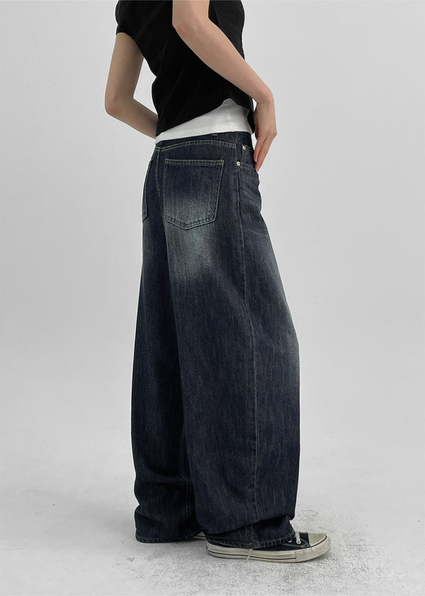 Elton Summer Washing Wide Denim Pants