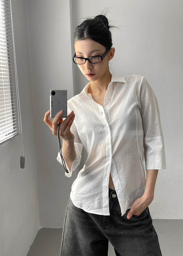 Delong Sheer Slim 3/4 Sleeve Shirt