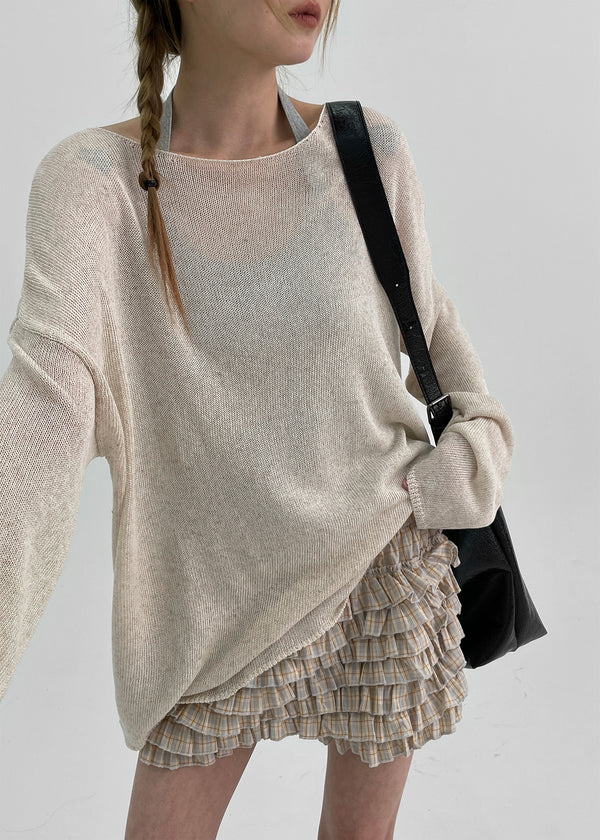 Defab Boat Neck Linen Summer Knit