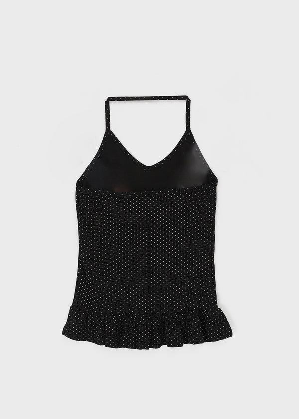 Trokin Dot Frill Halter Sleeveless Top