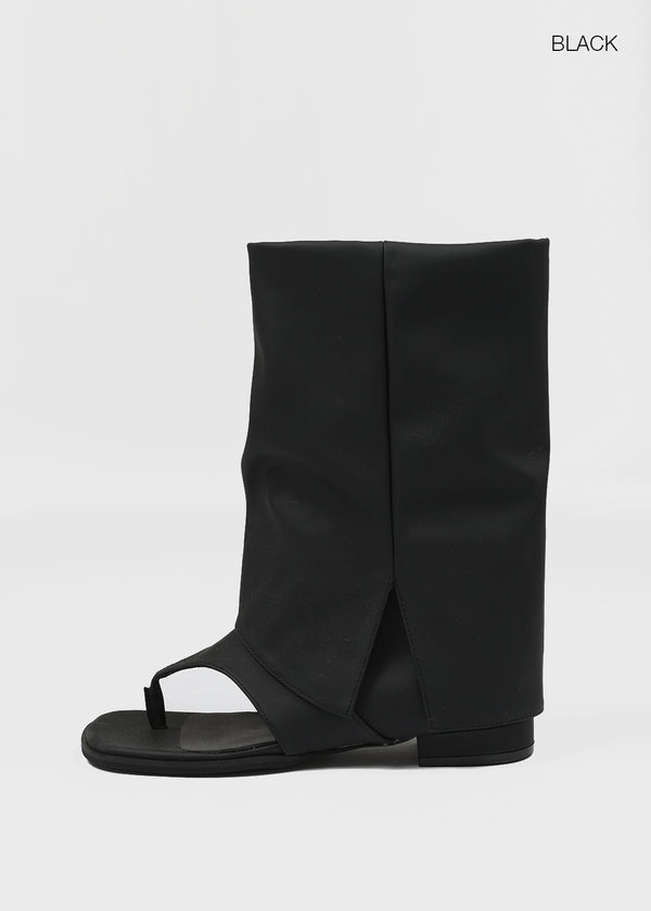 Drab Folding Slip-on Mid-calf Boots