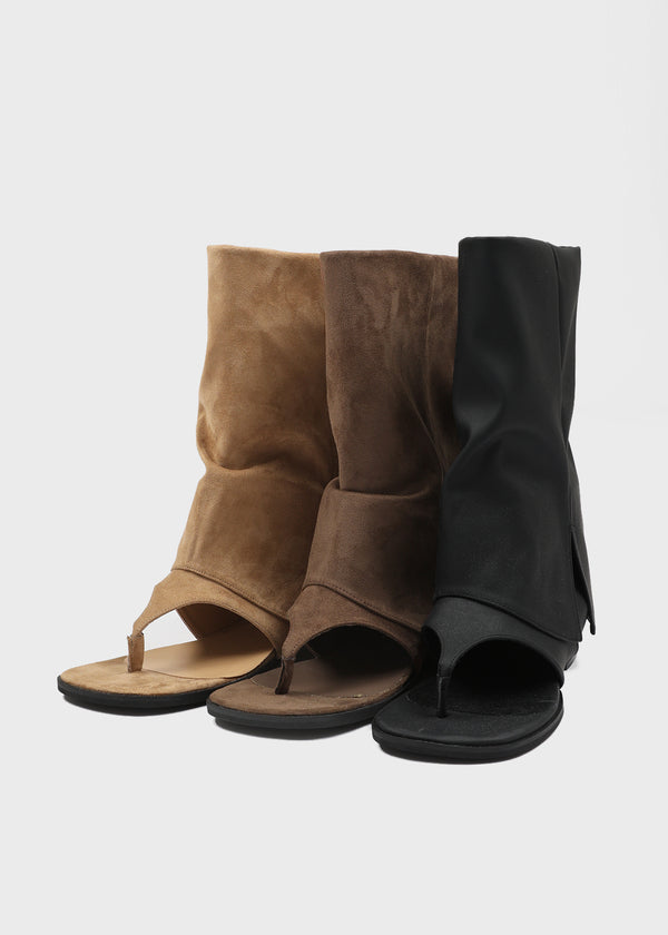 Drab Folding Slip-on Mid-calf Boots